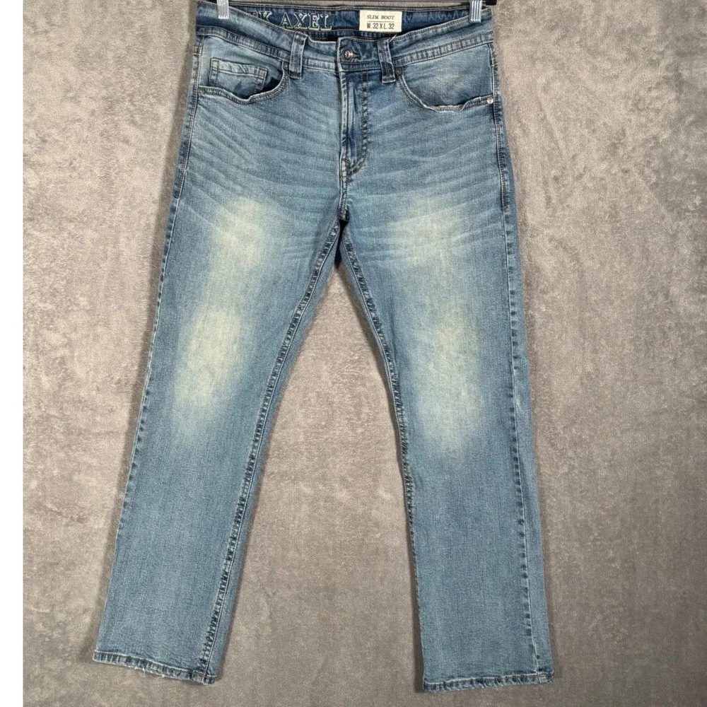 TK Axel Jeans Mens Size 32x32 fits 34x31 Slim Boot Light Wash Denim